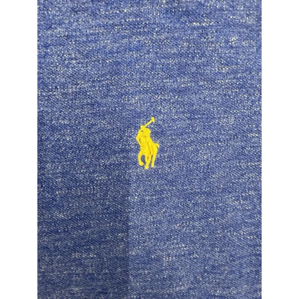 Polo Ralph Lauren Mens L Custom Fit Short Sleeve Polo Shirt Blue Yellow Pony